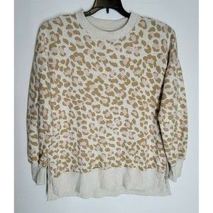 Aerie Women's Oversized Sweatshirt Long Sleeve Desert Leopard Print Size XS